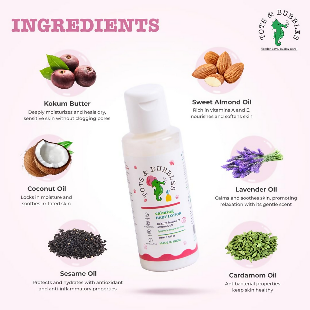 Tots & Bubbles Calming Baby Body Lotion with Kokum Butter & Sweet Almond Oil | Grocsy