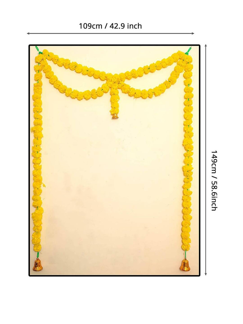 Tied Ribbons Yellow Hanging Marigold Garland Toran | Grocsy