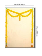 Tied Ribbons Yellow Hanging Marigold Garland Toran | Grocsy