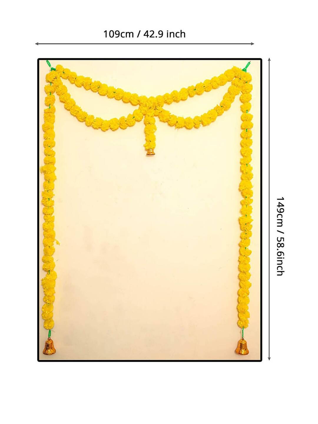 Tied Ribbons Yellow Hanging Marigold Garland Toran | Grocsy