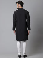 Even Apparels Black Solid Kurta With Band Collar | Grocsy