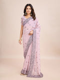 kasee Floral Embroidered Pure Chiffon Ready to Wear Saree | Grocsy