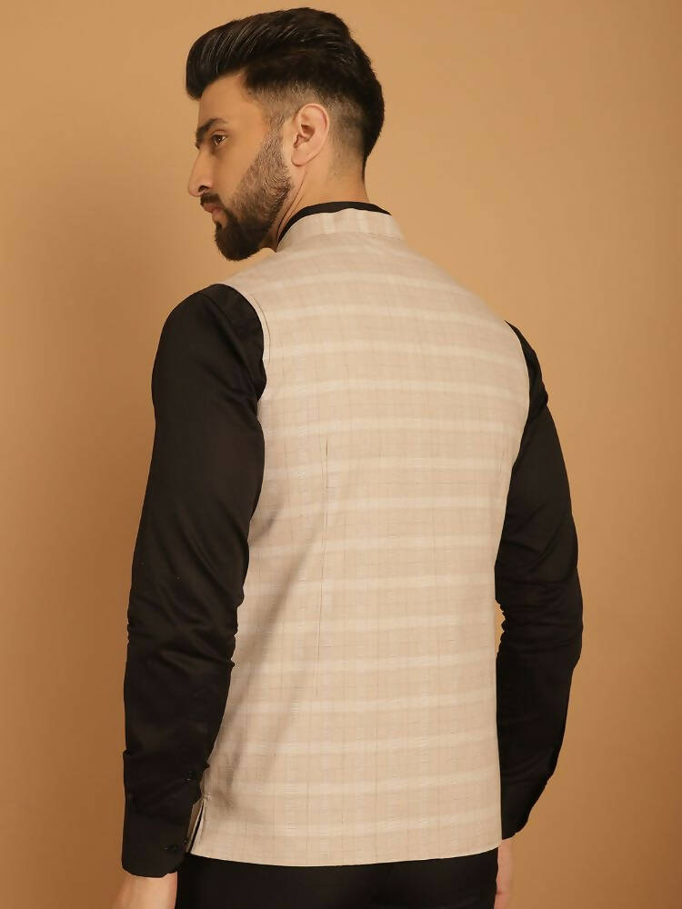 Even Apparels Nehru Jacket With Welt Pockets - Beige | Grocsy