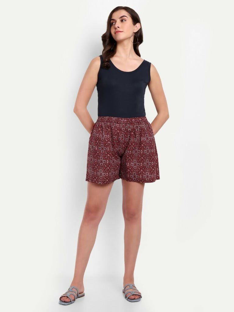 Alvano Printed Maroon Boxer Shorts | Grocsy