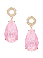 Pink Druzy Quartz & Diamonds Earrings- Ruby Raang | Grocsy