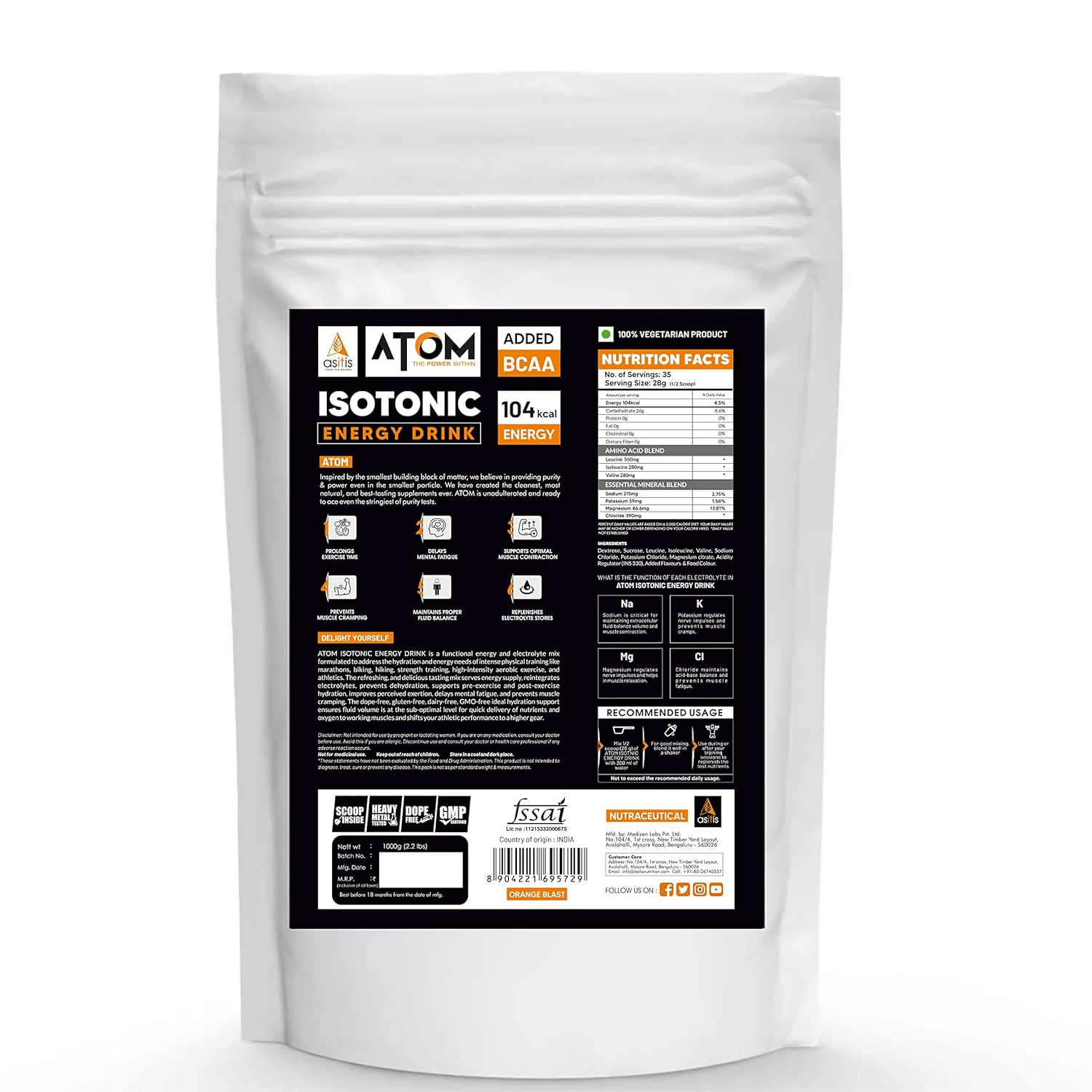 As-It-Is Atom Isotonic Energy Drink Orange Blast Flavor | Grocsy