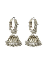 Mominos Fashion Johar Kamal Oxidised Silver-Plated With Ghungroo Jhumkas