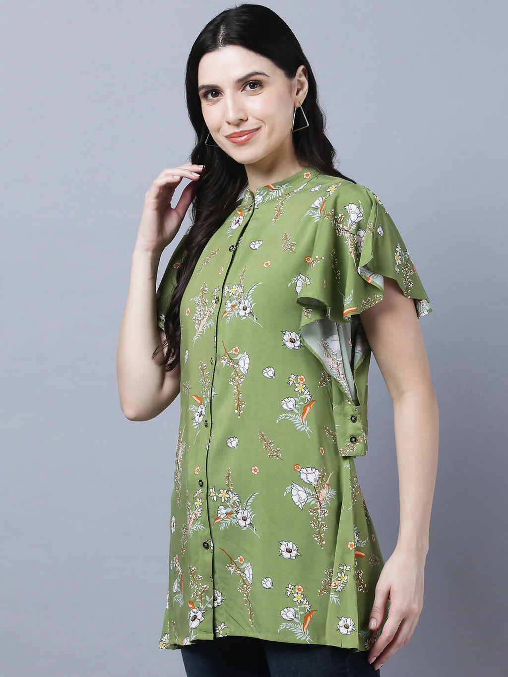 Myshka Stylish Green Viscose Short Sleeve Women's Top | Grocsy