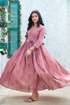 Partywear Designer Digital Printed Gajri Pure Maslin Gown - Anbazaar | Grocsy