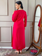 Partywear Designer Viscose Chanderi Red Stitched Suit With Dupatta - Anbazaar | Grocsy