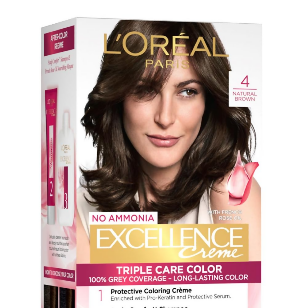 L'Oreal Paris Excellence Creme Hair Color, 4 Natural Brown | Grocsy