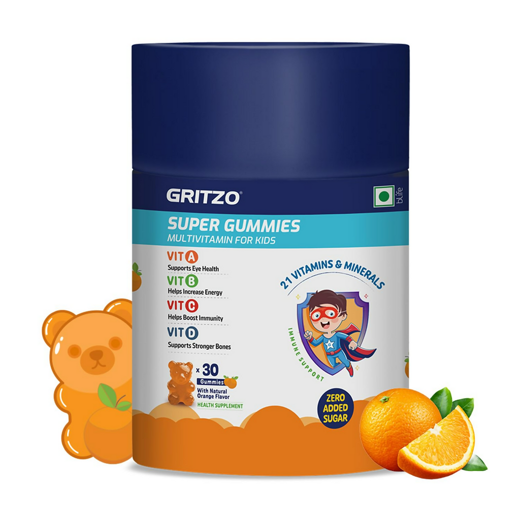 Gritzo Super Gummies, Multivitamin for Kids (Natural Orange Flavour) | Grocsy