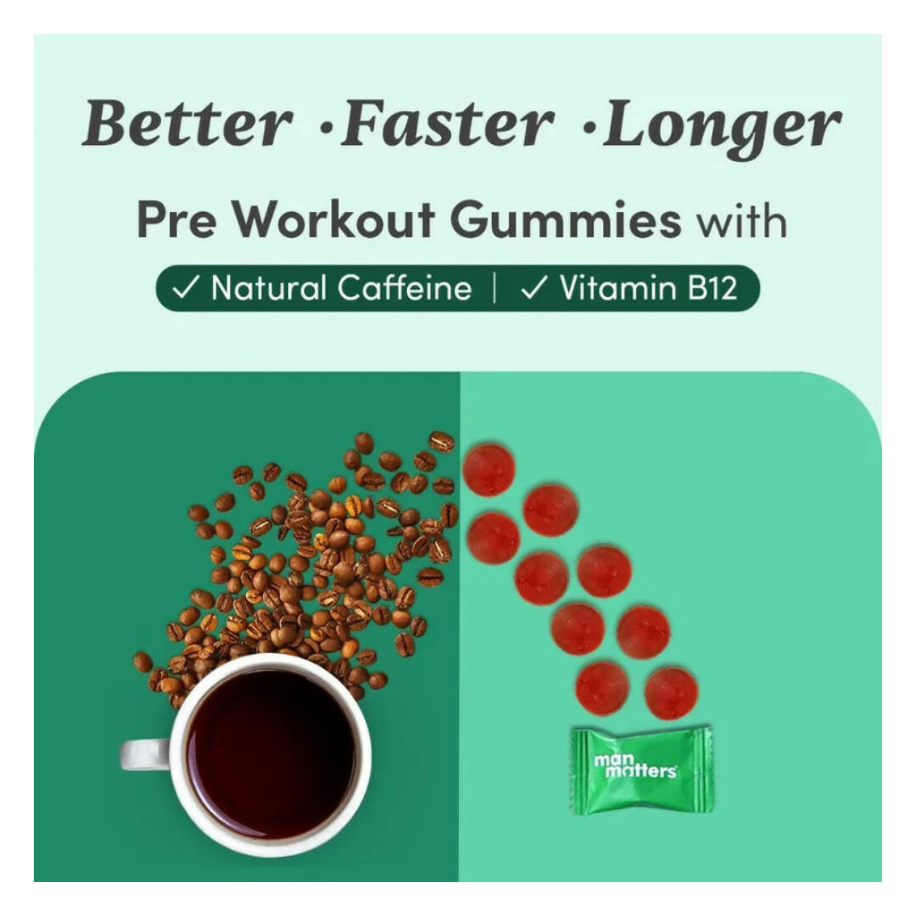 Man Matters Pre Workout Gummies, Expresso Flavour, Vegan Free | Grocsy
