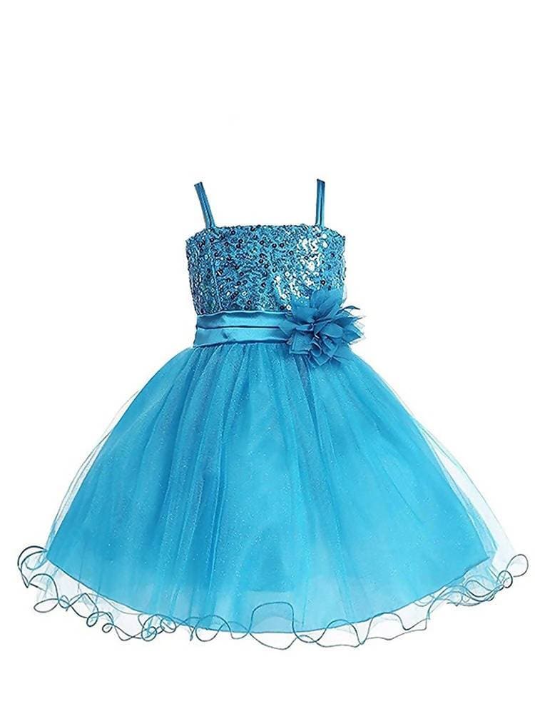 Asmaani Baby Girl's Sky Blue Color Satin A-Line Frock (AS-DRESS-22134) | Grocsy