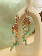 Ruby Raang 22k Gold Polished Diamond And Stone Jhumka Earrings | Grocsy