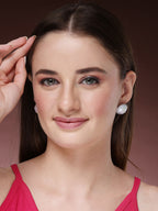 NVR Wome's Silver-Plated Pearl Studded Circular Studs Earring | Grocsy