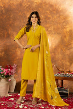 Mustard Yellow Stitched Salwar Kameez for Haldi by Infinity Export | Grocsy