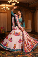 AI Fashion Light Pink Crepe Designer Navratri Wear Lehenga Choli Collection | Grocsy