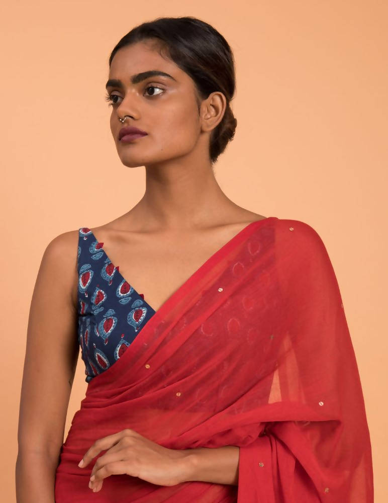 Suta Red Embellished Sequinned Pure Cotton Saree | Grocsy