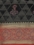 Mimosa Women's Kanjivaram Art Silk Black Saree | Grocsy