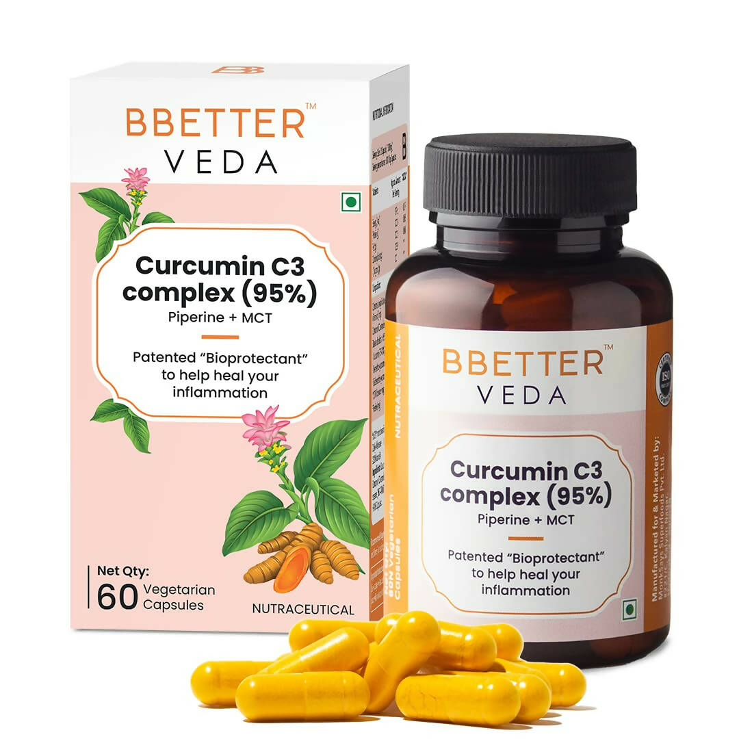 BBETTER Veda Curcumin C3 Complex (95%) Capsules with Piperine & MCT | Grocsy