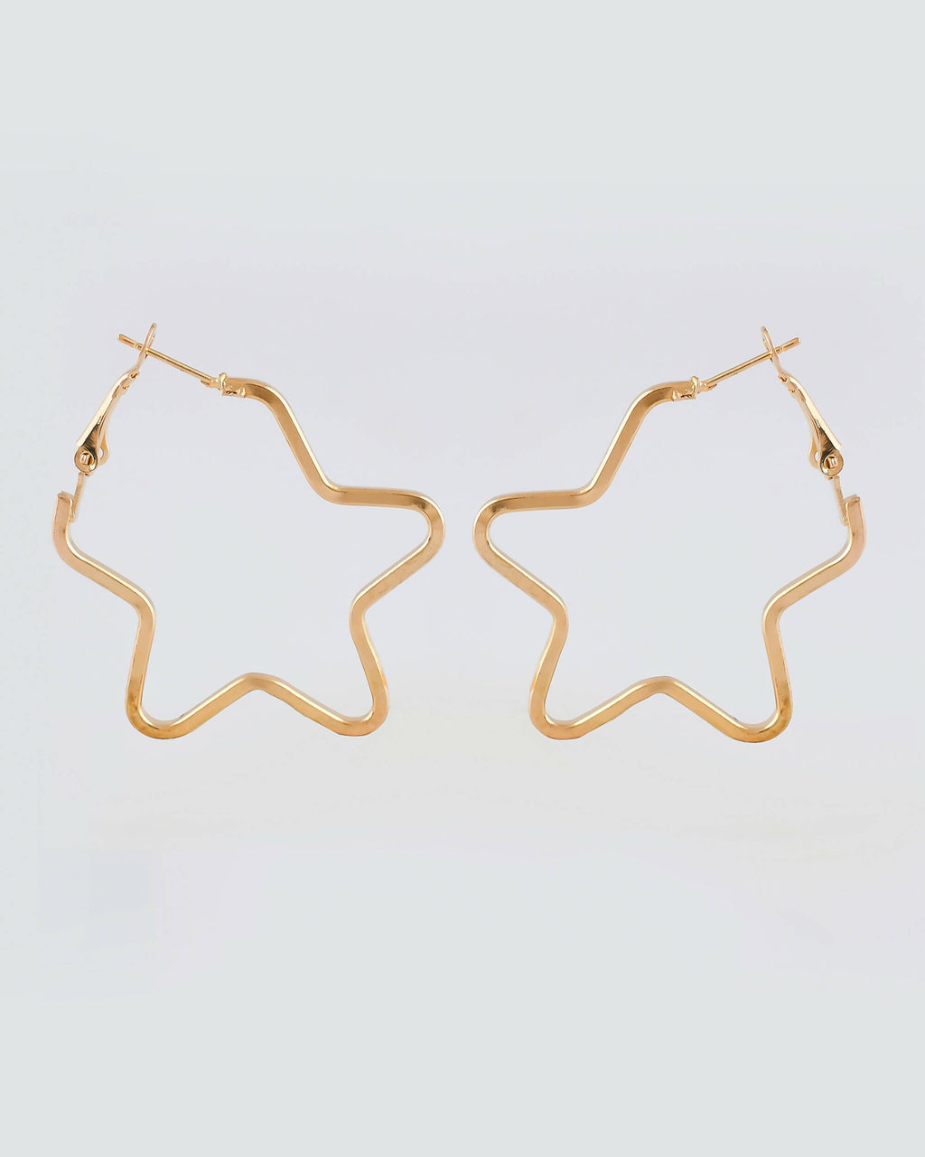 VOJ Women Gold Tonned Star Shape Hoop Stainless Steel Earrings