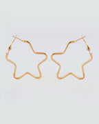 VOJ Women Gold Tonned Star Shape Hoop Stainless Steel Earrings