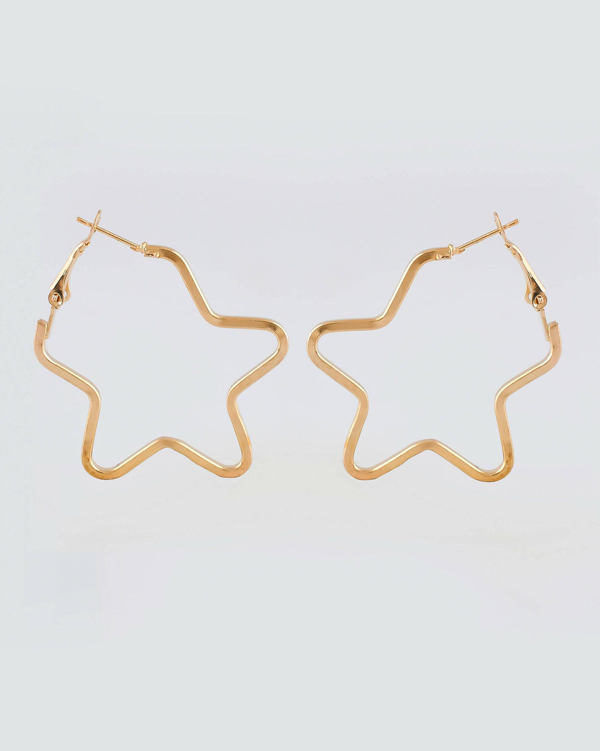 VOJ Women Gold Tonned Star Shape Hoop Stainless Steel Earrings