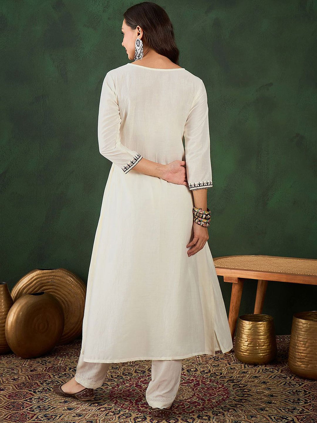 Sangria Floral Embroidery Kurta Sets | Grocsy