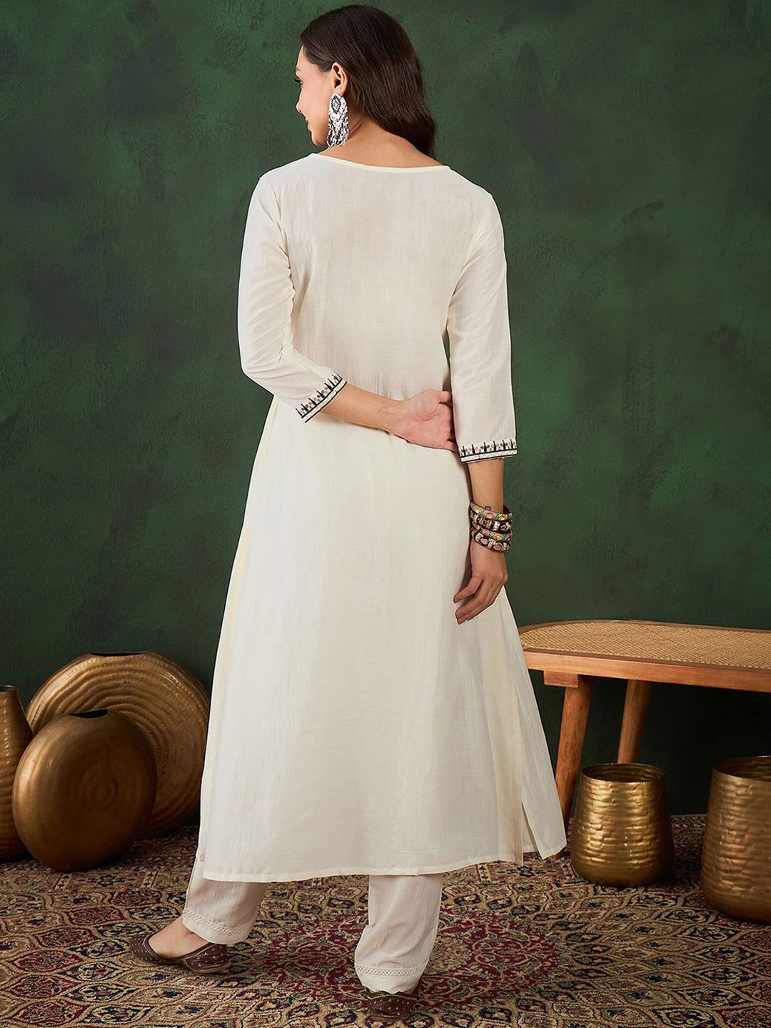 Sangria Floral Embroidery Kurta Sets | Grocsy