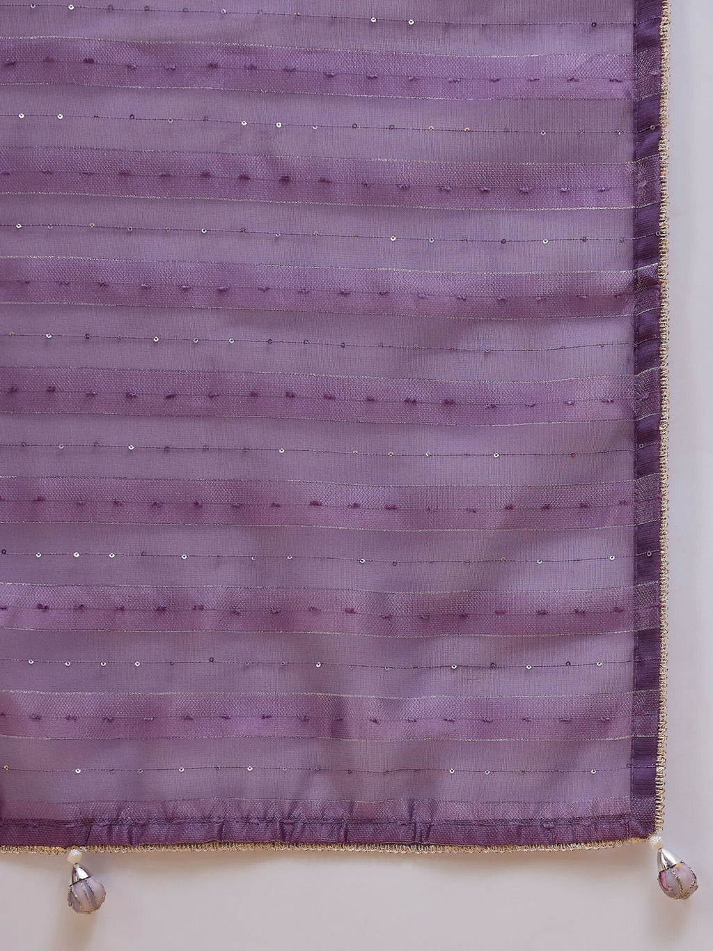 Purple Cotton Blend Sequence Work Saree with Stitched Blouse - Dharavi | Grocsy