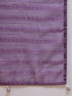 Purple Cotton Blend Sequence Work Saree with Stitched Blouse - Dharavi | Grocsy