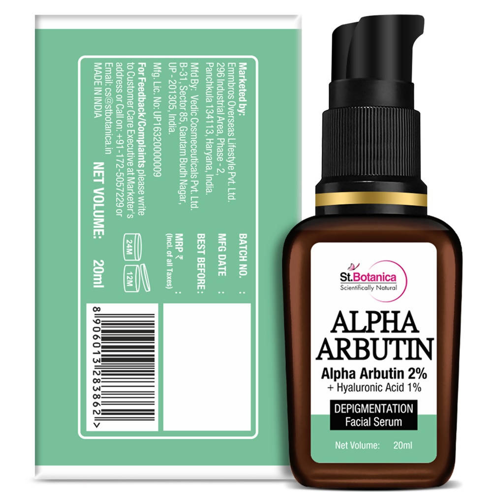 St.Botanica Alpha Arbutin 2% + Hyaluronic Acid 1% Depigmentation Facial Serum | Grocsy