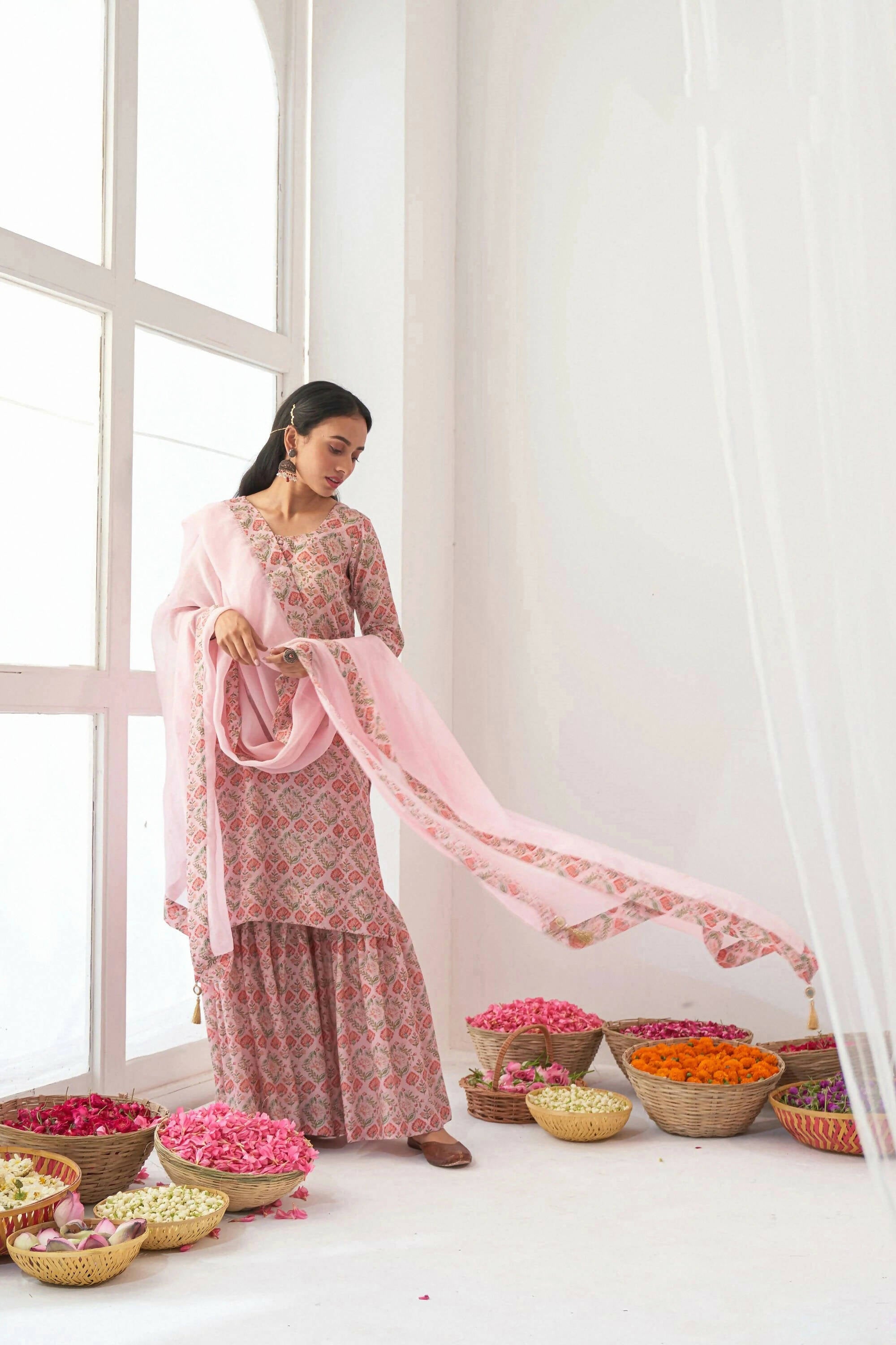 Designer Stylish Pink Muslin Stitched Suit With Dupatta - Anbazaar | Grocsy