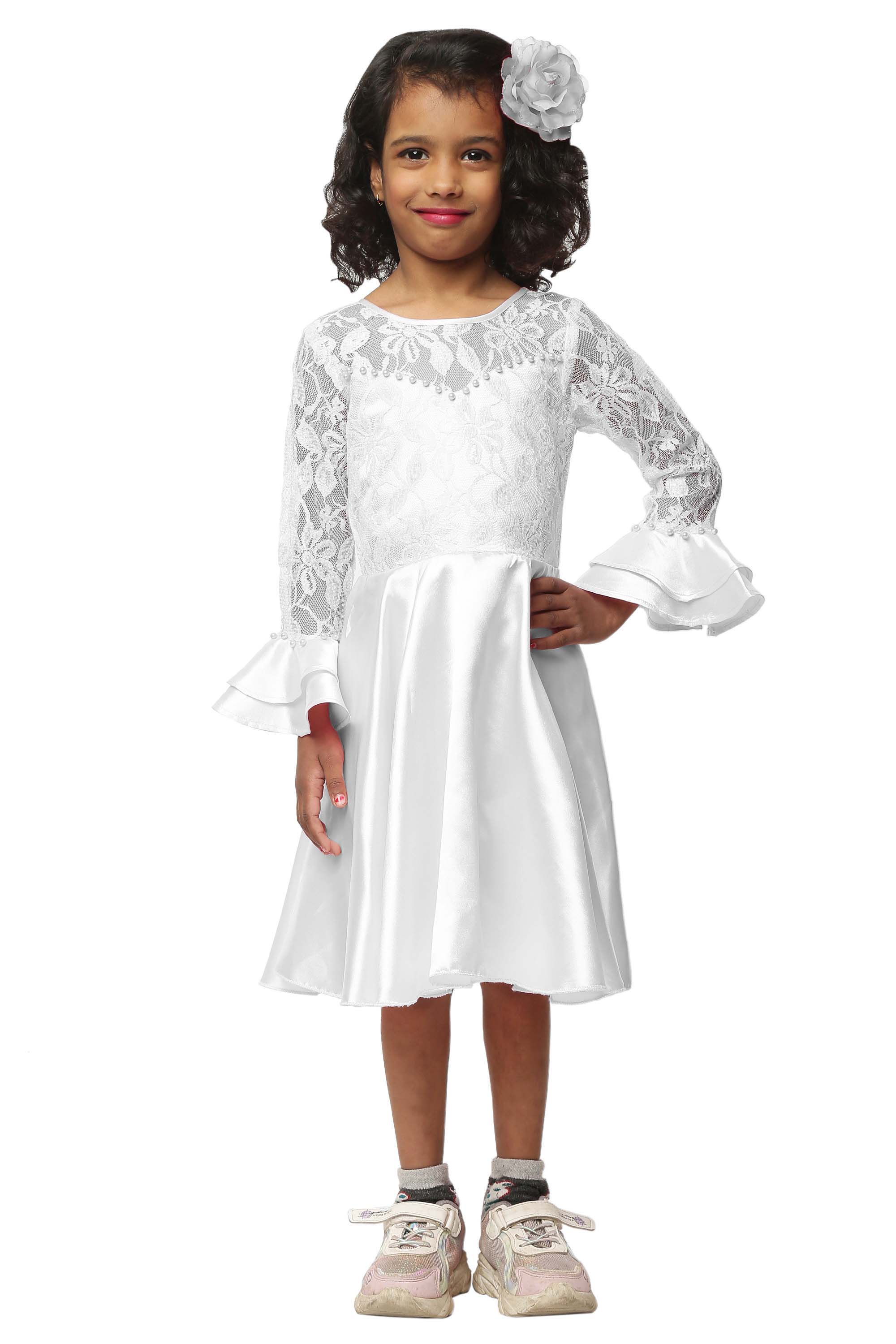 Asmaani Kids Party Wear Stylish Dresses, Perfect for Parties, Functions & Vacations - White | Grocsy