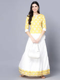 Myshka Yellow White Printed Ready to Wear Lehenga | Grocsy