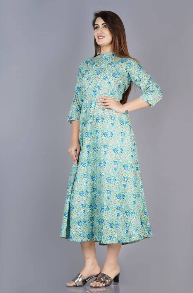 Vamika Cotton Sky Blue Party Wear Kurti | Grocsy