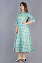 Vamika Cotton Sky Blue Party Wear Kurti | Grocsy