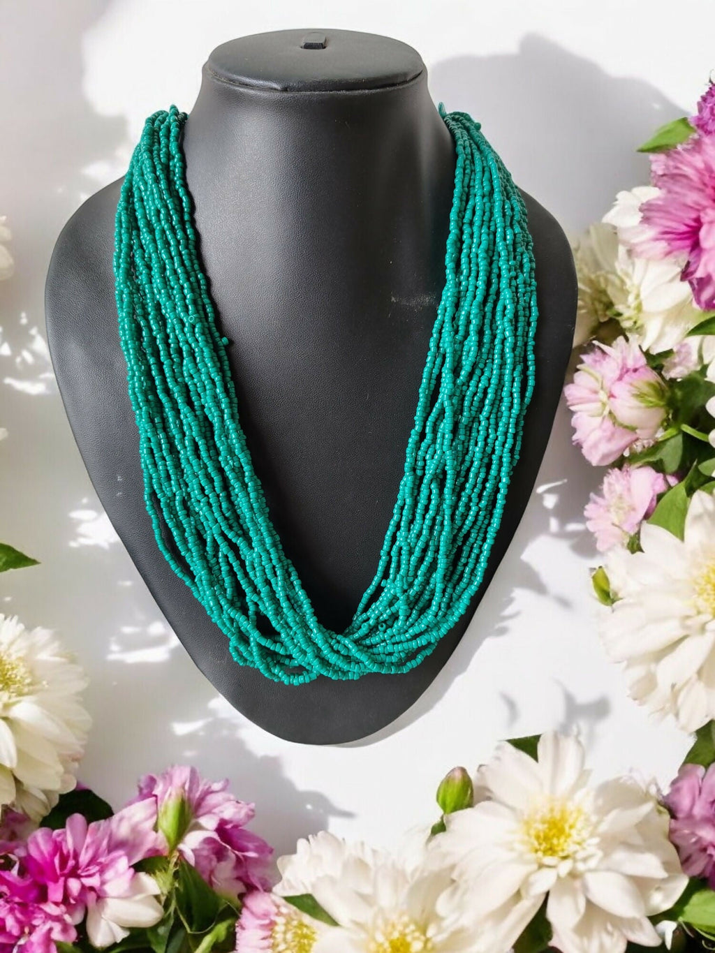 Inhanns Handmade Beaded Multilayer Necklace, 20 Layers - Sea Green | Grocsy