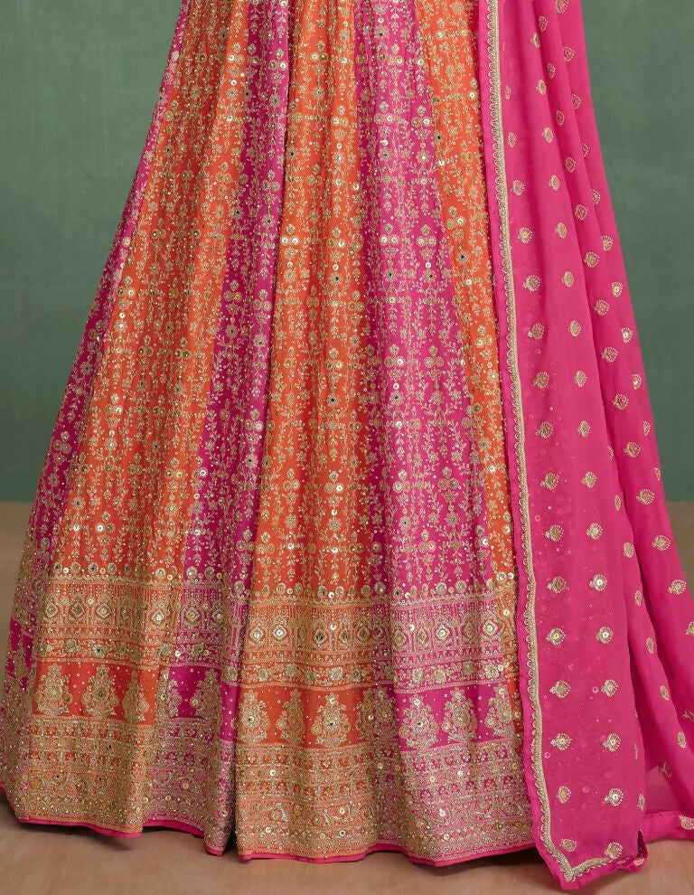 Vastranavya Pink Embroidered Sequence Work With swarovski Diamond Anarkali Salwar Suit Set | Grocsy