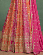 Vastranavya Pink Embroidered Sequence Work With swarovski Diamond Anarkali Salwar Suit Set | Grocsy