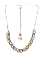 Dual Tone Kundan Neckpiece (silver) - Ruby Raang | Grocsy