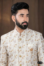Joban Fashion Men's Off-White Base Silk Kurta with Pyjama | Grocsy