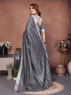 Anaita Grey Weaving Linen Cotton Saree With Blouse | Grocsy