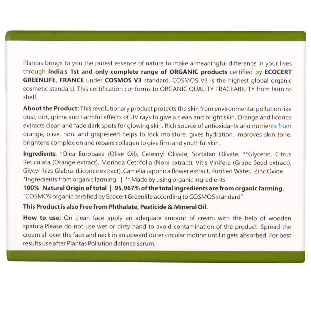 Plantas Pollution Defence & Moisturizing Organic Day Cream with SPF 30 | Grocsy
