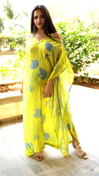 Noroke Pure Muslin Printed Off Shoulder Long Kaftan | Grocsy
