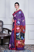 Morchari Multicolour Cotton Handloom Mirror Work Saree Unstitched Blouse | Grocsy