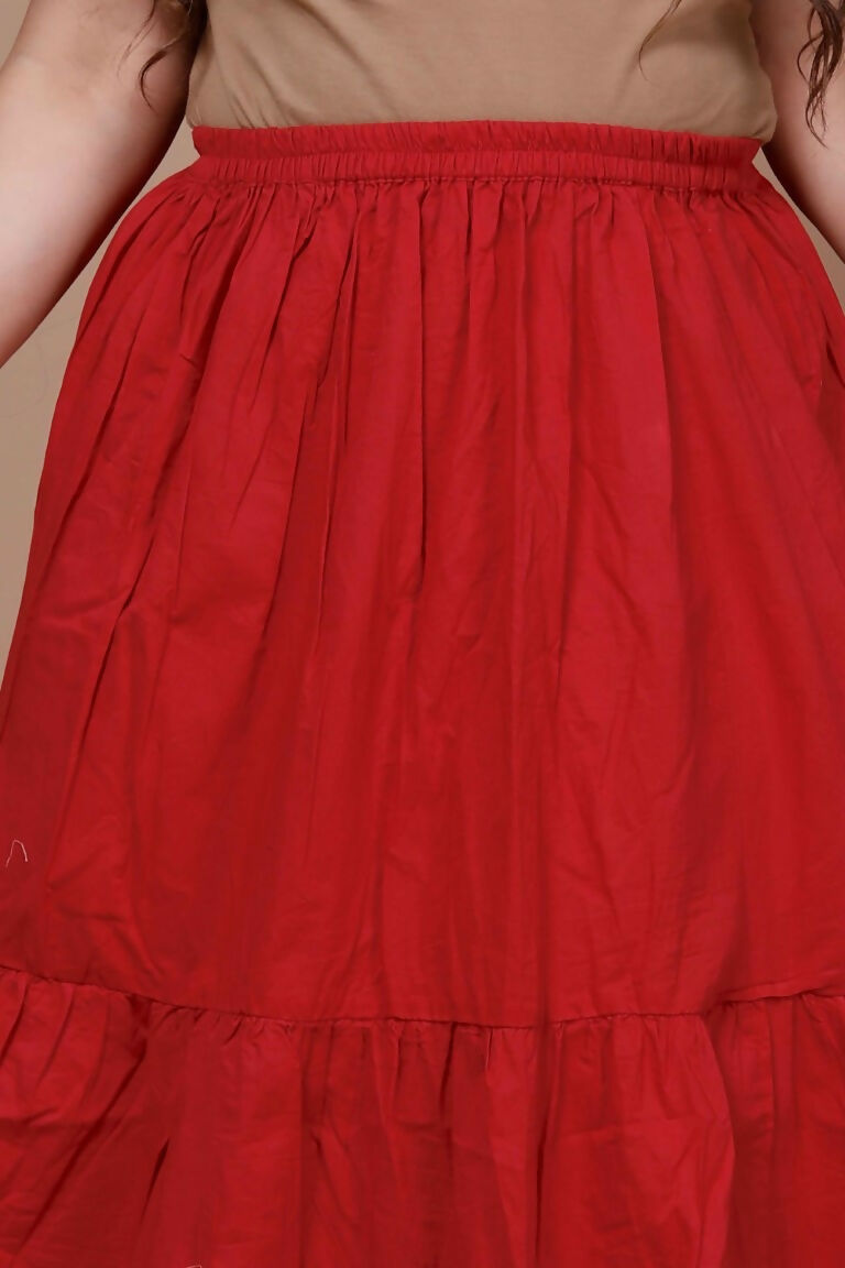 Miravan Women's Plus Size Black Printed Pure Cotton Kurta With Skirt | Grocsy