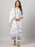 Juniper Women's Off-White Cambric Printed Stright Kurta Sets | Grocsy
