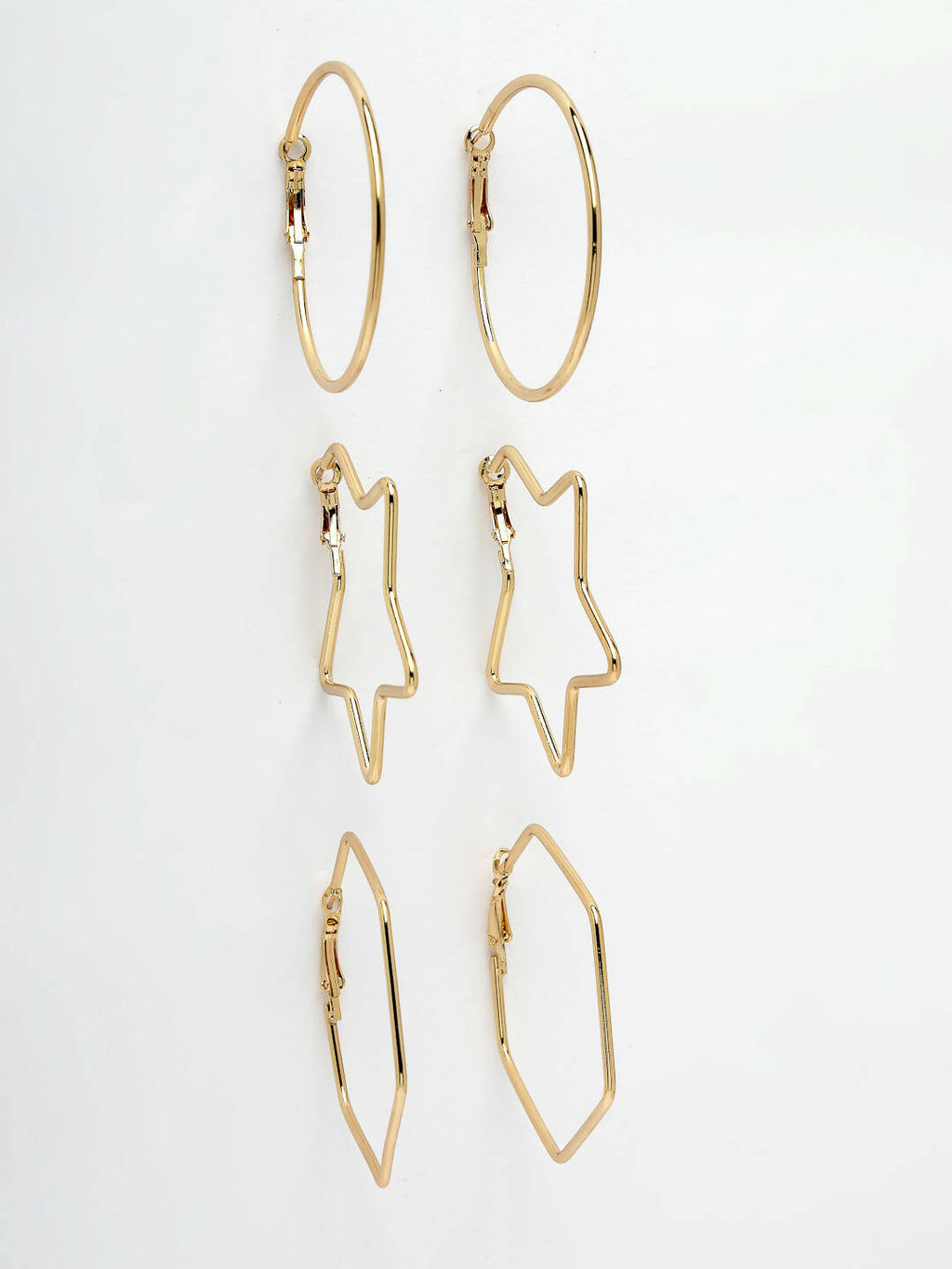 NVR Women Gold-Toned Geometric Hoop Earrings | Grocsy